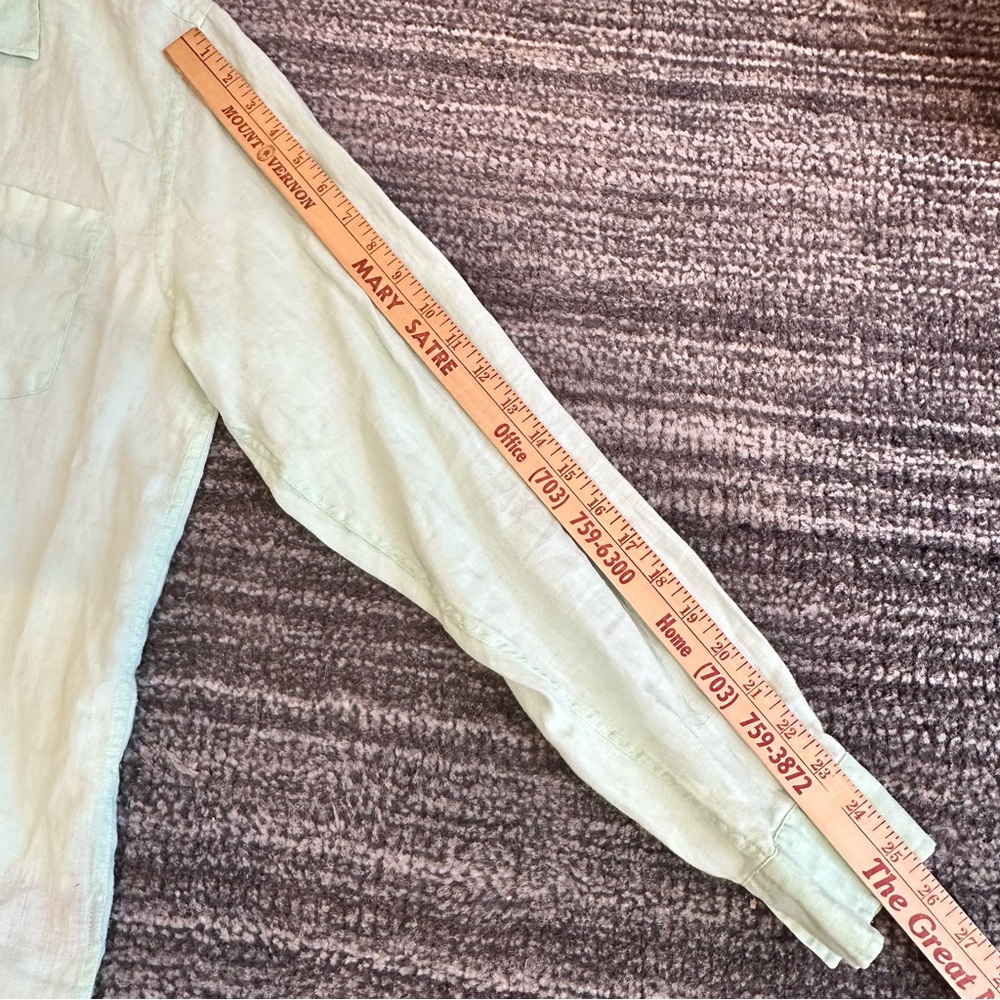 Vilebrequin Caroubis Linen Shirt Size XL Garment Dyed Light Green Vert d'eau - Picture 12 of 13